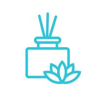 Aromatherapy relaxation icon with scent diffuser and lotus. Spa.  From blue icon set. vector