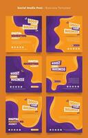 Social media post template in orange purple with abstract background for feed design vector