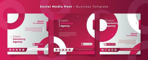 Social media post template with in pink gradient color background for digital marketing design vector