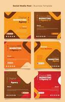 Social media post template with brown red and orange with rectangle design for food advertising vector