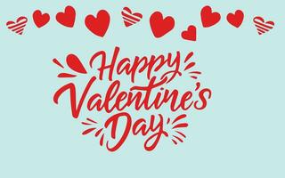 hand lettering happy valentines day greetings text with heart shapes vector