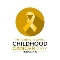 International Childhood Cancer day is observed every year on February 15. Health Awareness of children. Vector Illustration .