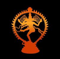 Shiva Nataraj vector icon with worm color on black background.