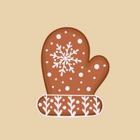 ginger cookie glove, gingerbread cookies in shape of mitten. Illustration for backgrounds and packaging. Image can be used for greeting card, poster and sticker. Isolated on white background. vector