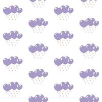 Cloud with rain of hearts. Seamless pattern. Vector illustration.