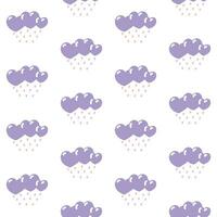 Cloud with rain of hearts. Seamless pattern. Vector illustration.