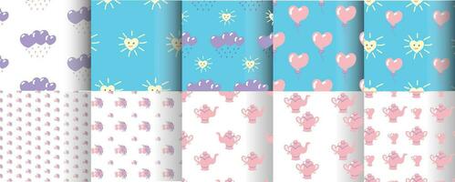 A set of patterns for Valentine's Day or for children's products. vector