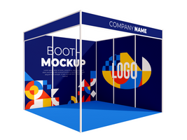 psd 3d stand staan evenement tentoonstelling mockup sjabloon