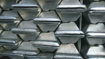 Aluminum ingots. Transportation of aluminum for export photo