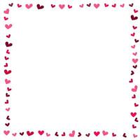 Romantic red heart frame. Vector illustration for holiday design. Some flying hearts on white background. For wedding card, valentine's day greetings, lovely frame.