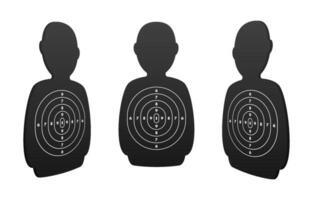 Silhouette human figures with target circles for precision training, self-defense courses, or shooting practice. Ideal for security and tactical skill development imagery vector