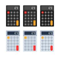 Set of Vector Calculators in Different Color Schemes, Ideal for Finance, Mathematics, and Education Related Graphics and Icons.