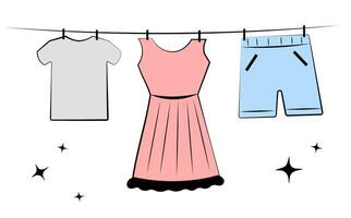 Clothes are dried after washing vector