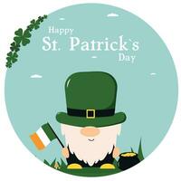 st patricks day leprechaun. Dwarf for St. Patrick's Day. Irish dwarf in a green hat. Vector illustration. greeting card