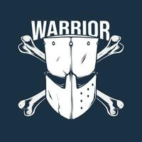 Warrior helmet with crossbones drawing vector