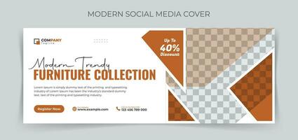 Furniture Sale Social Media Cover Template Design. vector