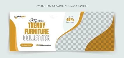 Furniture Sale Social Media Cover Template Design. vector