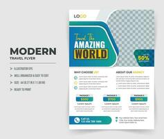 Travel Tourism Flyer Template Design vector