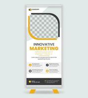 Business Roll-Up Banner Stand Poster, pull-up design, modern x-banner, rectangle size. vector