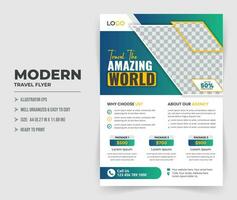 Travel Tourism Flyer Template Design vector