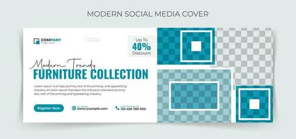 Furniture Sale Social Media Cover Template Design. vector