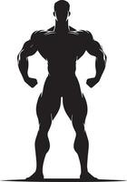 A Minimal Body Builder Pose vector silhouette black color
