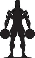 A Minimal Body Builder Pose vector silhouette black color