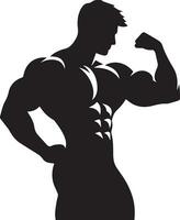 A Minimal Body Builder Pose vector silhouette black color