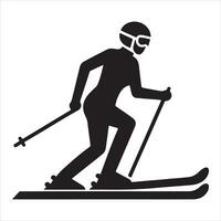 A Skier vector silhouette black color