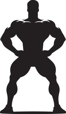 A Minimal Body Builder Pose vector silhouette black color
