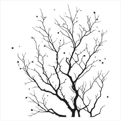 Minimal Autumn Naked Tree vector silhouette