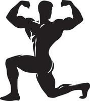 A Minimal Body Builder Pose vector silhouette black color