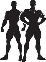 A Minimal Body Builder Pose vector silhouette black color