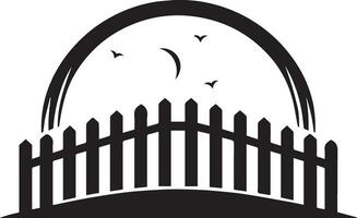 Minimal Fence vector silhouette black color, white background