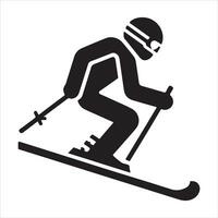 A Skier vector silhouette black color