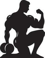 A Minimal Body Builder Pose vector silhouette black color