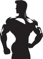 A Minimal Body Builder Pose vector silhouette black color