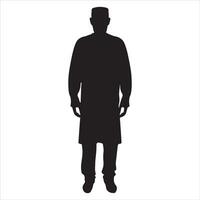 Arab muslim man vector silhouette, a Muslim man pose vector