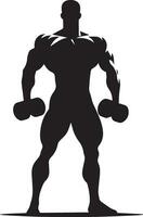 A Minimal Body Builder Pose vector silhouette black color