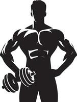 A Minimal Body Builder Pose vector silhouette black color