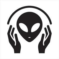 Minimal Alien Icon vector silhouette black color
