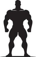 A Minimal Body Builder Pose vector silhouette black color