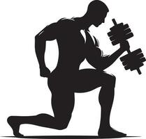 A Minimal Body Builder Pose vector silhouette black color