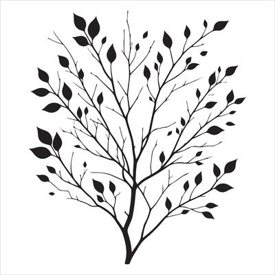 Minimal Autumn Naked Tree vector silhouette