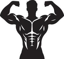 A Minimal Body Builder Pose vector silhouette black color