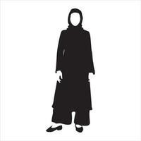 A Hijab Style Woman standing pose vector silhouette