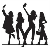 A Female Taking a selfie vector silhouette