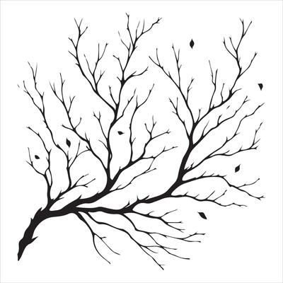 Minimal Autumn Naked Tree vector silhouette