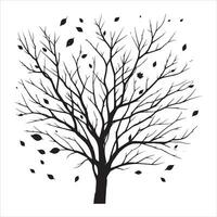 Minimal Autumn Naked Tree vector silhouette