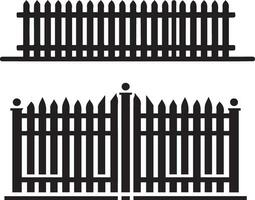 Minimal Fence vector silhouette black color, white background